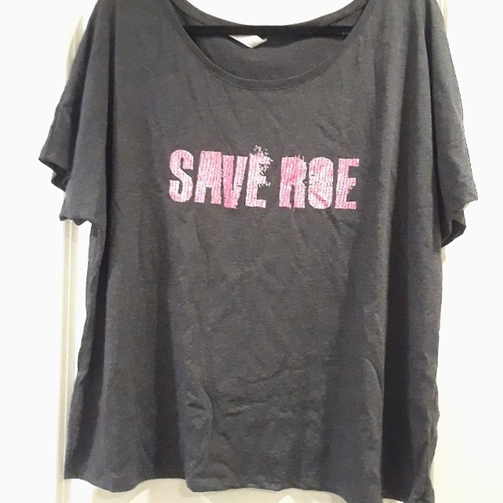 *FREE when bundled!* Women's "SAVE ROE" dolman t-shirt charcoal gray XL NWOT